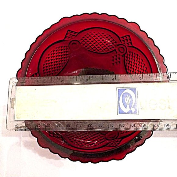 Vintage Avon 1876 Cape Cod CANDY DISH Footed Red Ruby Glass Pedestal Bowl - Picture 5 of 6